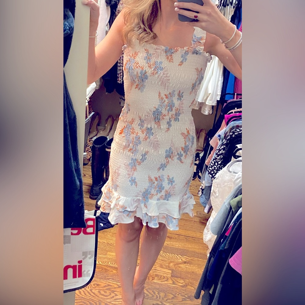 Karli smocked floral print dress